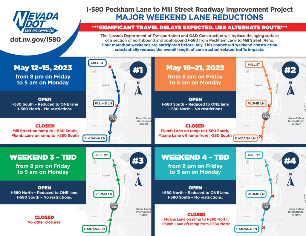 I-580 lane reductions, 12 May 2023